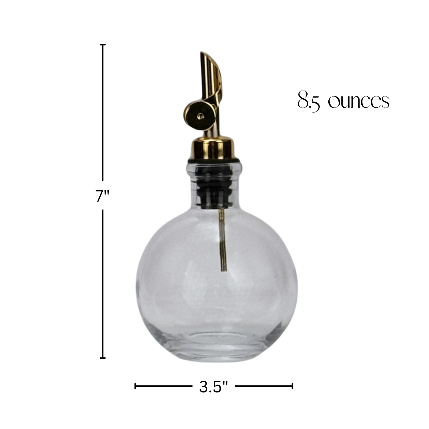 8.5-ounce Moon Glass Bottle with Weighted Gold Cork Pour Spout