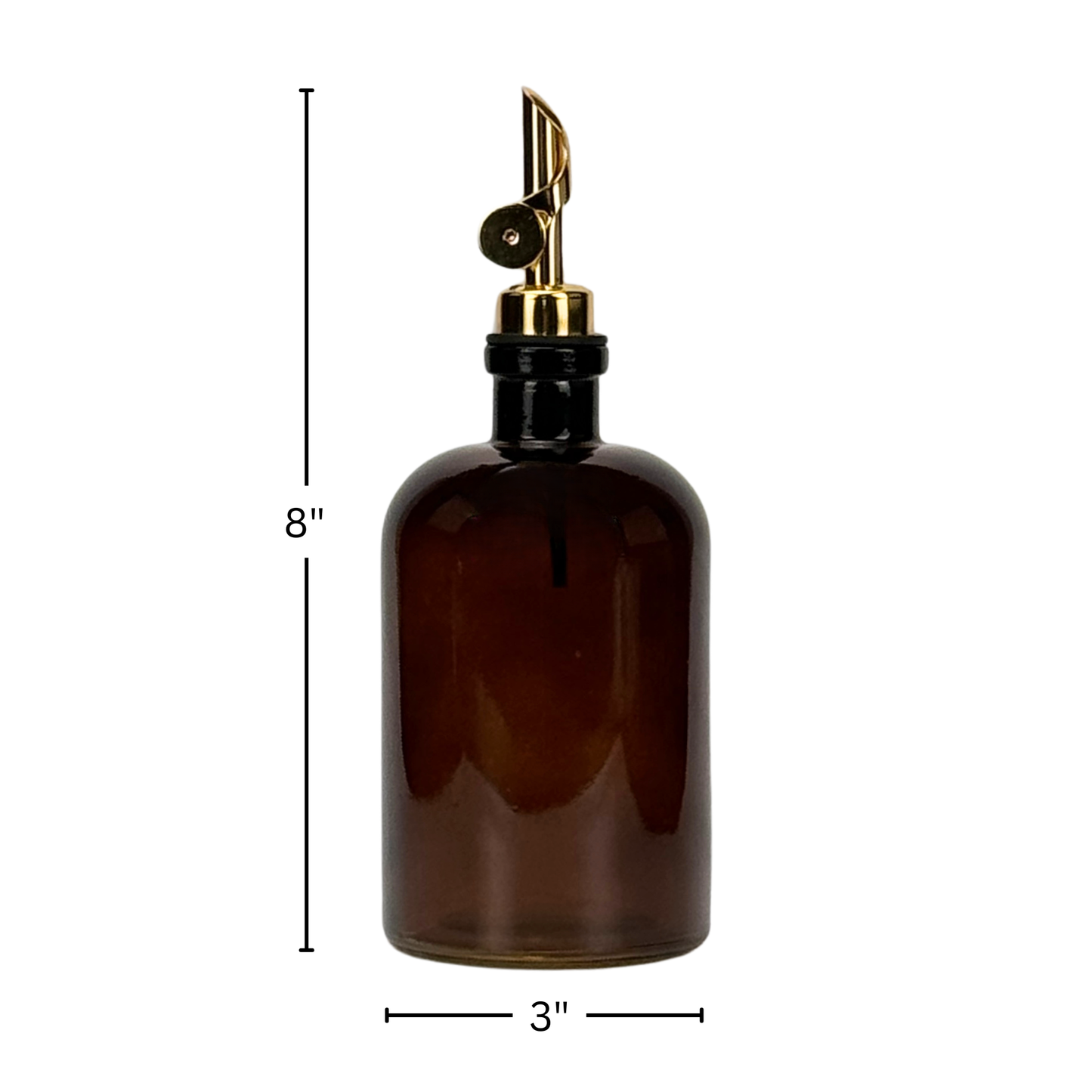 16-ounce Amber Bottle with Weighted Black Nickel Pour Spout