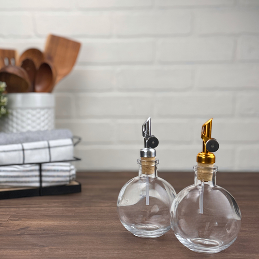 8.5-ounce Moon Glass Bottle with Weighted Gold Cork Pour Spout